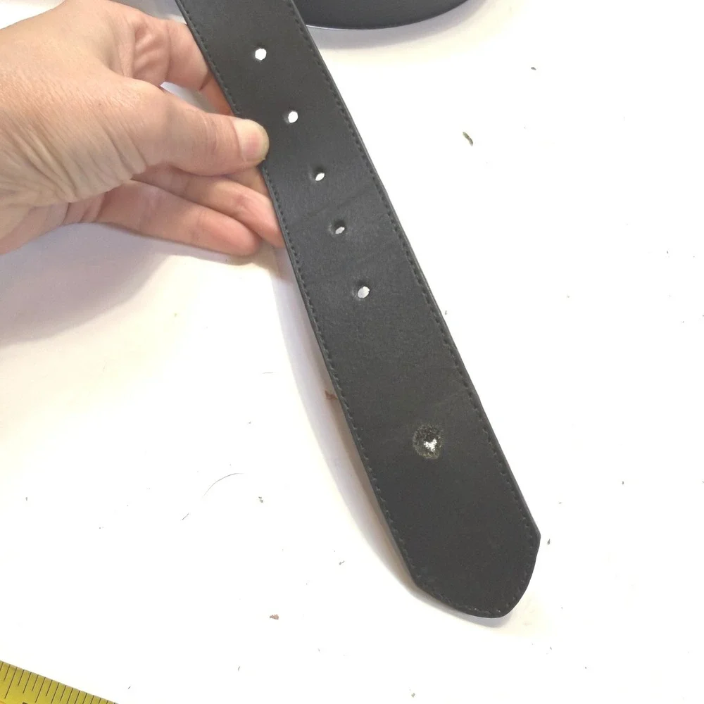 Wrangler Mens Black Genuine Leather Belt 38 Western Gunmetal Buckle BW29271